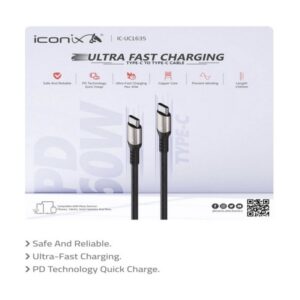 Câble de charge rapide et de données Type-C ICONIX IC-UC1635 PD 60W