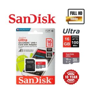 Carte Mémoire Micro SD SANDISK 16GB Classe 10 Avec adaptateur