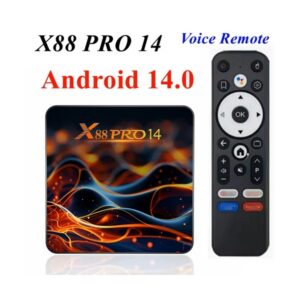 Box Android TV X88 PRO ANDROID 14 4/64Go avec Télécommande vocale