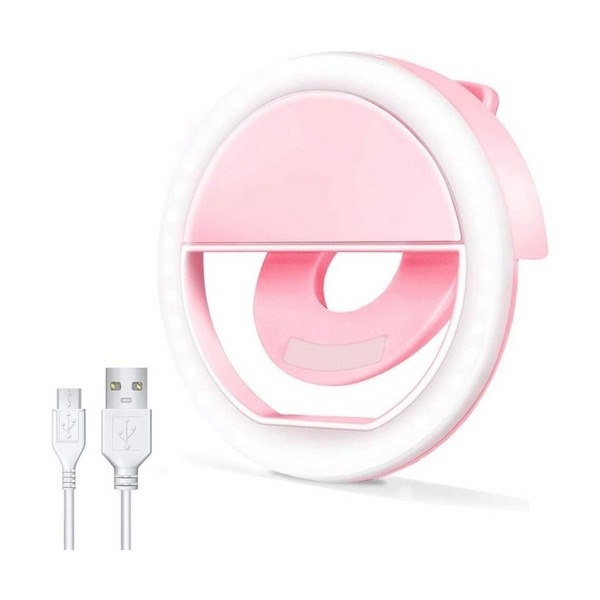 Anneau Lumineux Rechargeable pour Selfie 28 LED - Rose – Image 2