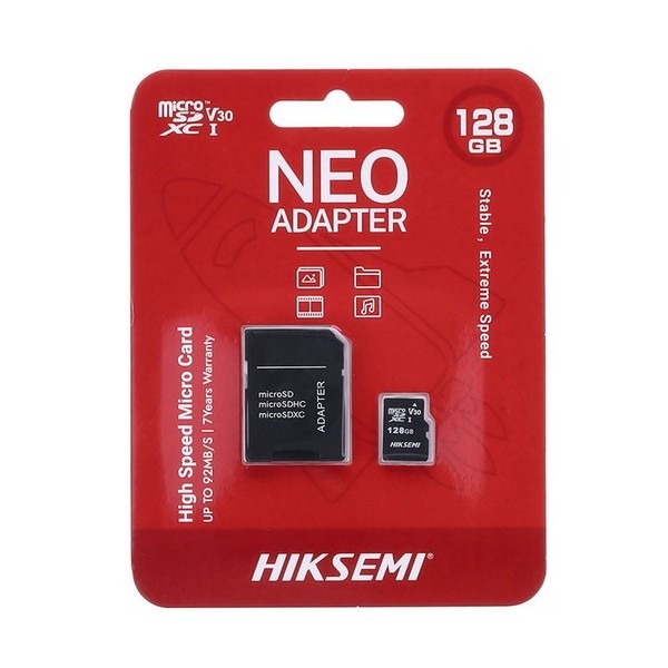 Carte Mémoire Micro SD HIKSEMI 128 GB Classe 10 Avec adaptateur