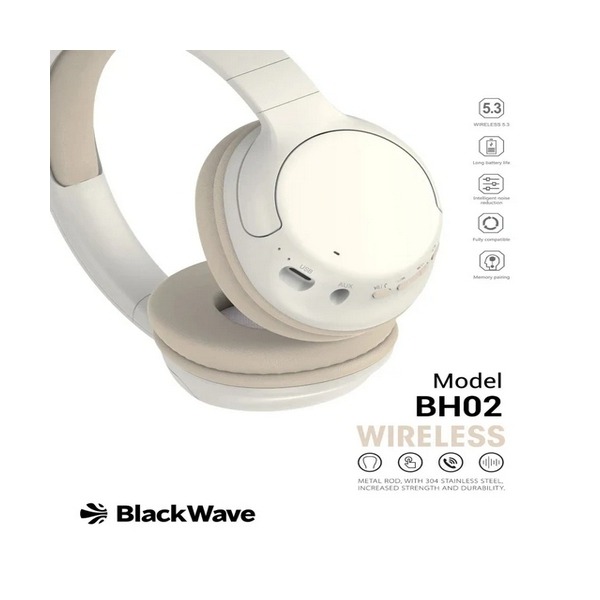 Casque Sans Fil BLACKWAVE BH02 Bluetooth & Carte Mémoire - Beige