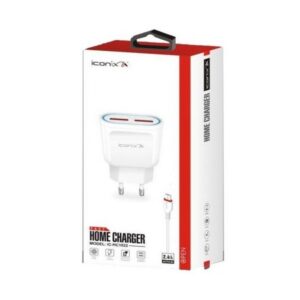 Chargeur ICONIX IC-HC1022 2.4A avec 2 Ports USB & Cable USB vers Type-C
