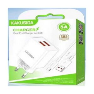 Chargeur Rapide KAKUSIGA KSC-1621 5A avec 2 Ports USB & Cable USB vers Micro USB