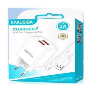 Chargeur Rapide KAKUSIGA KSC-1621 5A avec 2 Ports USB & Cable USB vers Type-C