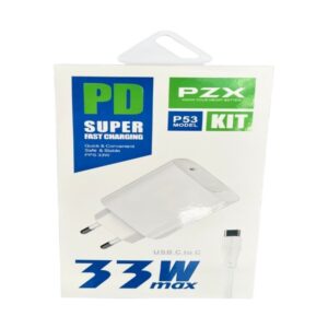 Chargeur Rapide PZX P53 33W Type-C Avec Cable Type-C vers Type-C