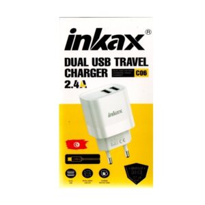 Chargeur INKAX C06 2.4A avec 2 Ports USB & Cable USB vers Type-C
